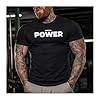 GYMTIER Motivation Power Men's Gym T-Shirt Bodybuilding Training Workout Lifting Top Clothing, Black, XXL #1