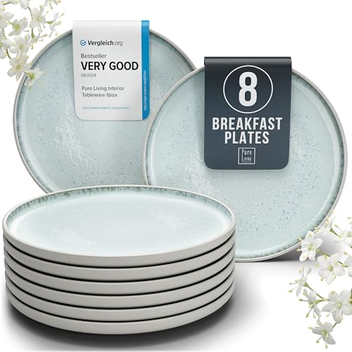 Stoneware small dinner plates set 8 pcs – 7.5" light
