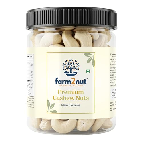 Image of farm2nut W240 large Size Cashew Nuts (250g) | 100% Natural Whole Kaju | Airtight Jar | Fresh & Crunchy nuts