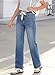 Sidefeel Women's Wide Leg Jeans High Waisted Stretchy Straight Baggy Drawstring Denim Pants Light Blue Size 16