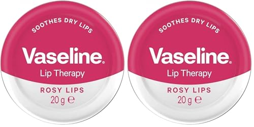 Vaseline Lip Therapy Rosy Lips Lip Balm Tin made with 3x purified petroleum jelly for dry lips 20 g (Pack of 2)