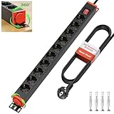 10 Fach Steckdosenleiste mit Überspannungsschutz, Aluminium Mehrfachsteckdose Wandmontage mit...