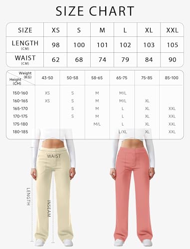 Friptspyg Hose Damen Hohe Taille Weite Hose Knopf Gerades Bein Hose Casual Arbeit Hose Stretch Yogahose mit Taschen, Braun M