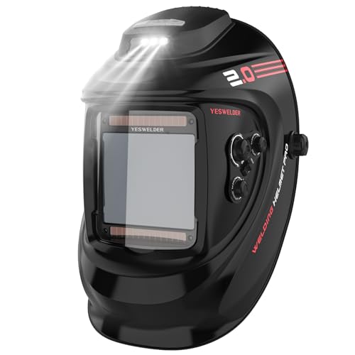 YESWELDER Auto Darkening Welding Helmet with Rechargeable Fan and Light, 3.93