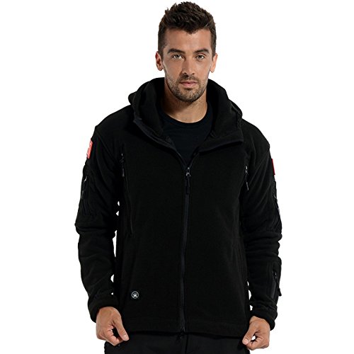 Refire Gear Men's Warm Military Tactical Sport Fleece Hoodie Jacket (X-Large, Black) #TOP1