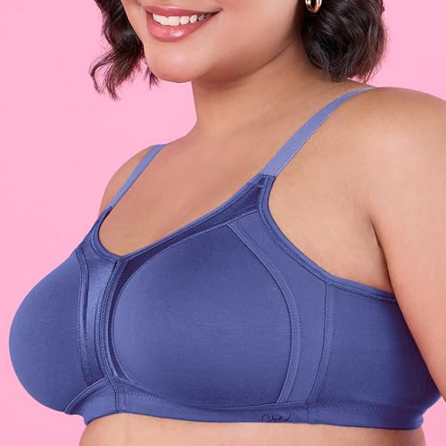 Image of NYKD NYB101B Cotton Non Padded Non Wired Full Coverage Everyday Bra M-Frame Bounce Control (Plus