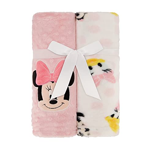 Disney 2-Pack Baby Blanket For Infants And Newborns, Plush Polka Dot Fleece Minnie Mouse Blanket, For Toddler Girls #TOP1