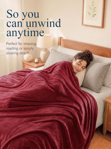 Image of Utopia Bedding Soft Fleece Bed Blanket Queen Size Burgundy (90x90 Inch)