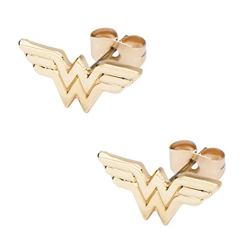 Dc Comics Women's Wonder Woman Gold Plated Stud Earrings, One Size #TOP1