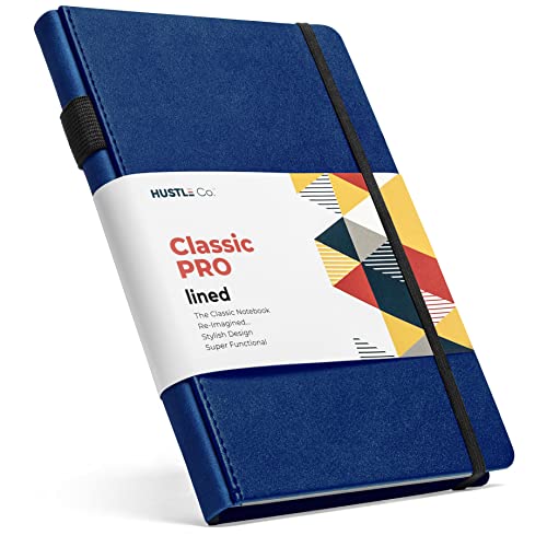 Thick Hardcover Journal Notebook - Ruled/Lined A5 (5x8 inch), Deluxe 120gsm Paper, Lays Flat for Writing, Professional Notebooks for Work, Business, Office, Executive, Gifts for Men and Women - Blue