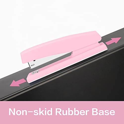 Deli Stapler, Desktop Stapler, Office Stapler, 25 Sheet Capacity, Includes 1000 Staples And Staple Remover, Pink #TOP4