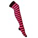 Lisli Women Girl Striped Over the Knee Thigh High Stockings Long Socks (Red)