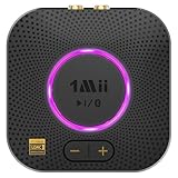 1Mii B06S+ Bluetooth 5.3 Empfänger, HiFi Wireless Audio Adapter mit LDAC, Lautstärkeregelung, aptX HD & Low Latency Drahtloser Receiver für Stereoanlage Lautsprecher, mit 3,5 mm/Cinch-Ausgängen