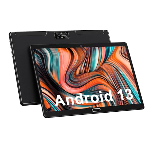 ANTEMPER Tablet 10.1 Zoll, Android 13 Octa Core Prozessor Tablet PC, 4GB RAM+64GB ROM+128GB SD Erweiterung mit 2 SIM Slots, 13MP+5MP, 4G LTE, 6000mAh, GMS, WLAN, GPS, Schwarz