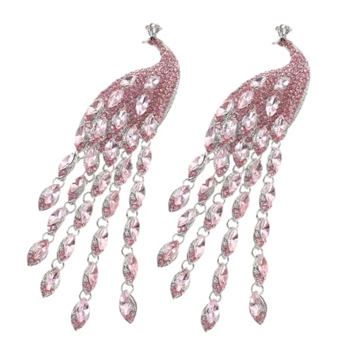 Broches paon vintage, le cadeau idéal avec cristaux et pompon rose pour célébrer une femme