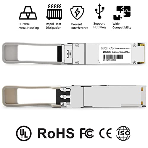 Image of 40G QSFP+ SR Bidi for Cisco QSFP-40G-SR-BD Meraki MA-QSFP-40G-SR-BD 40GBASE-SR Bi-Directional QSFP+ Multi-Mode Transceiver Module MMF 832nm - 918nm 150m Duplex LC