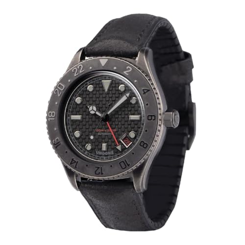 Undone Basecamp Automatik Stahl Leder Schwarz Datum PVD Vintage Uhr Unisex