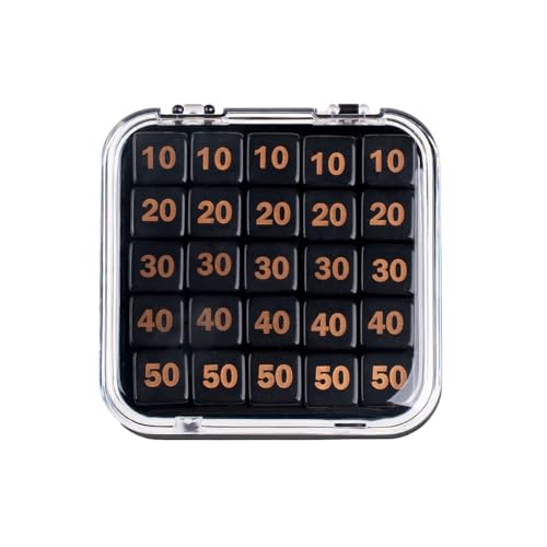 JEPISADI TCG Damage Counter Dice Set with Organizer - 25 Premium Dice (10/20/30/40/50/100) for Card Game Tracking