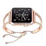 WONMILLE Bracelet for Apple Watch Band 42mm, Classy Stainless Steel Jewelry Bangle for iWatch Bands Strap Wristbands Unique Fancy Style for Women Girls with Pendant and Tassel (Rose Gold-42mm)