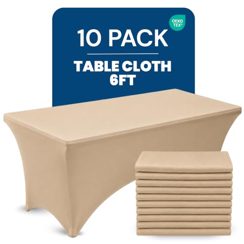 6 Ft 10-Pack Tablecloths, Bulk Box, Hotels, Banquets & Events, Champagne