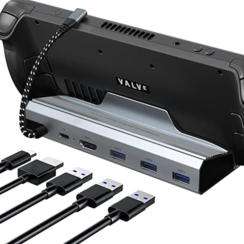 MORELOCO Docking Station for Steam Deck, 5-in-1 Steam Deck Dock with HDMI 2.0 4K@60Hz, 3 USB-A 3.0, USB-C Fast Charging for Valve Steam Deck Dock Accessories