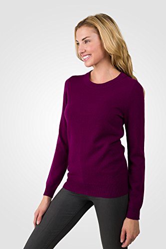 Image of JENNIE LIU Women's 100% Pure Cashmere Crew Neck Sweater, Tight Knit Cozy Soft Hand Washable Long Sleeve Pullover