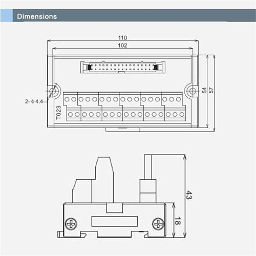 Bloque de terminales IDC34 para carril DIN y adaptador de relé de 34 bits 5