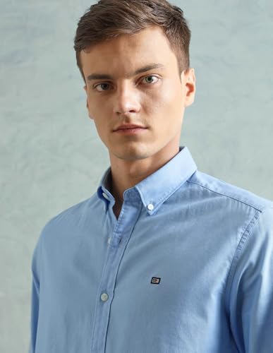 Image of Arrow Sport Solid Slim Fit Cotton Shirt for Men - Full Sleeve Mens Casual Shirts