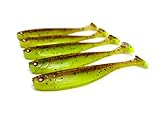 gummifisch zander winter Weiche Gummimischung. Zanderfang Glasaugen Gummifische zum Zanderangeln mit Gummifisch 5 Stück  Braun-Grün  9,5 cm  mit Fischaroma + UV