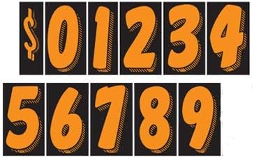 7 1/2 Vinyl Number Decals, Windshield Pricing Stickers, Fire Red & Black Car Lot Pricing Numbers, 11 Dozen