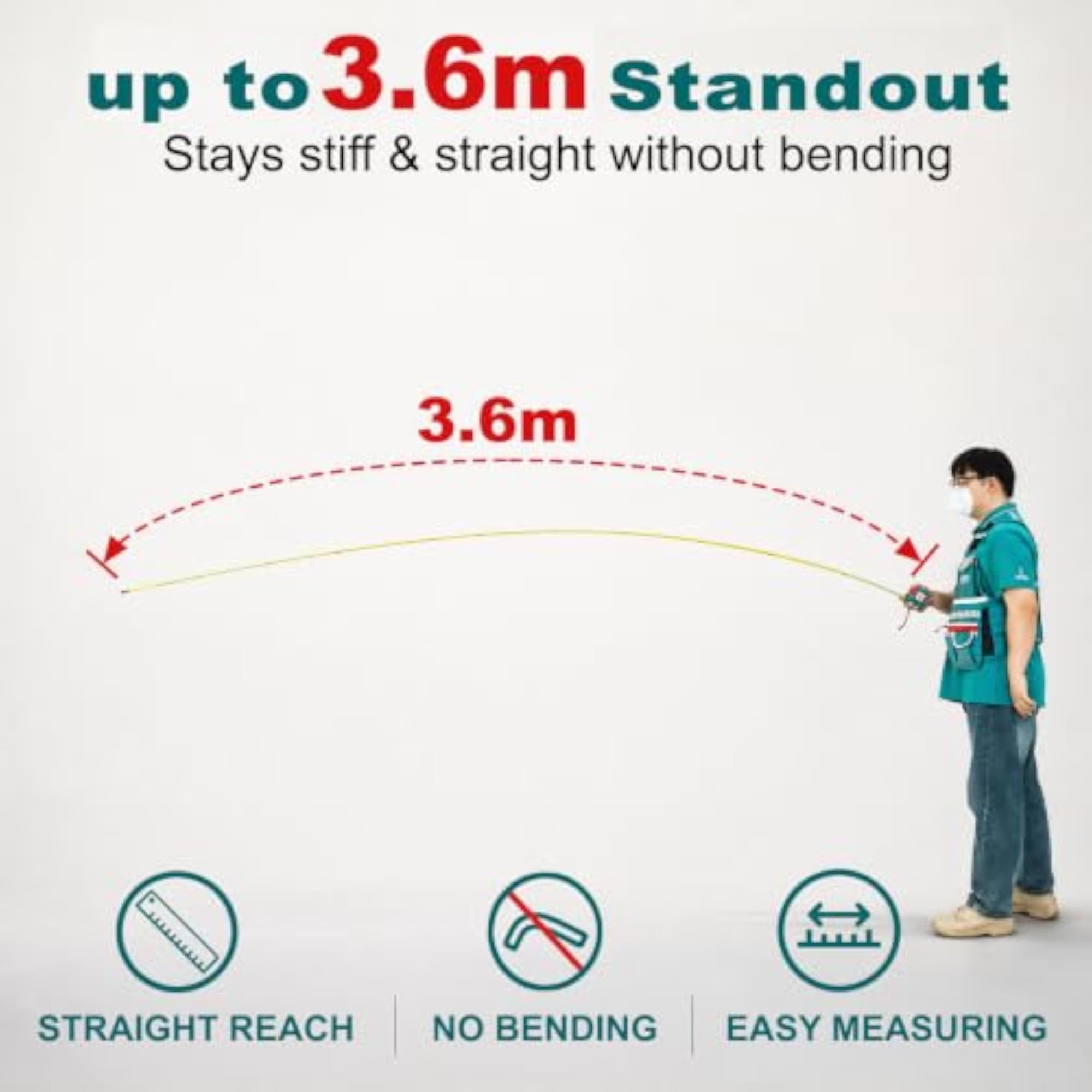 8m Steel Tape Measure with Magnetic Double Hook, Metric & Inch