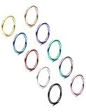 YZCIS 10 Aros para tabique de Nariz para Mujeres y Hombres – 16G 18G 316L de Acero Inoxidable quirúrgico con bisagras Clicker Lip Helix Rook Tragus Daith Conch Piercing Jewelry ílago Sleeper