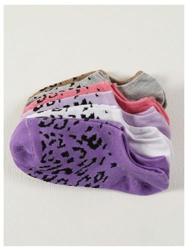 Image of WDIRARA Women's 6 Pairs Leopard Print Low Cut Socks No Show Socks