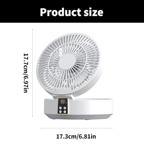 Circulateurs d'air de bureau pliables ventilateur rechargeable 4000 mAh LED - 6
