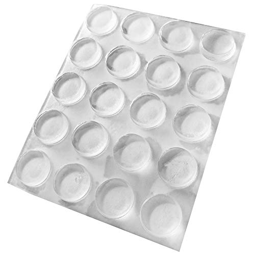 HaftPlus - 20 Stück Elastikpuffer, Anschlagpuffer transparent Ø 12mm, Möbelpuffer selbstklebend, Höhe 3mm, Schutzpuffer Anschlagdämpfer