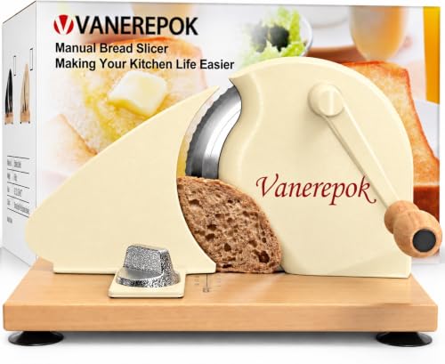 vanerepok Manual Bread Slicer Adjustable Thickness for Homemade Sourdough