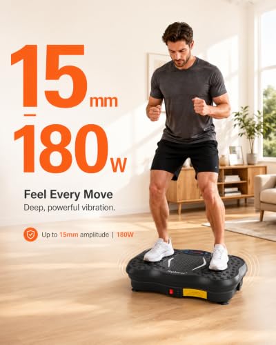 Vibration Plate Exercise Machine, 200 Speed Levels Fitness Platform for Full Body Workout & Weight Loss, 300 Lbs Capacity Vibration Board with Resistance Bands for Home Gym — view 6