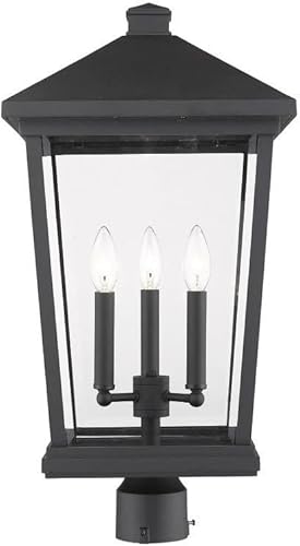 Z-Lite 568PHXLR-BK - Accesorio de montaje de poste para exteriores con 3 luces, color negro