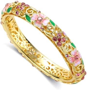 18K Gold Plated Cloisonne Bangle Bracelets for Women