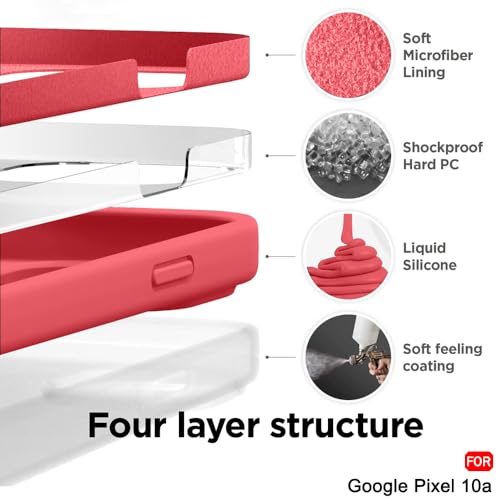 Image of TheGiftKart Genuine Liquid Silicone Back Cover Case for Google Pixel 10A | Soft Micro-Fibre Lining Inside | Camera Protection Bump | Shockproof Cover Case for Google Pixel 10A (Silicone, Berry)