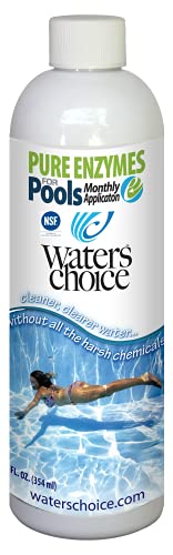 Waters Choice Pure Enzymes For Pools, Natural, Safe, Non-Toxic Monthly Pool Enzymes, Chlorine Alternative, In Ground, Above Ground, Strong, Effective, Clarifier, Gentle, Sensitive Skin, No Scum Ring #TOP30
