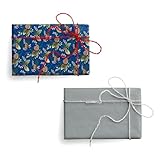 Magicamente Carta – Carta Regalo Natale, Set 2 Fogli 70x100 cm, 120 g Stampa Eco-Sostenibile con Decorazioni in Oro in Polvere, Carta Regalo Natalizia Made in Italy per Regali Eleganti e Creativi