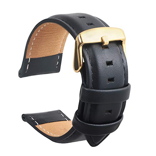 HVDHYY Bracelet en Cuir Veau Imperméable Sangle Super Douce Remplacer Outil De Réparation De Tige De Ressort Cadeau pour Hommes Et Femmes 18MM Noir Cover