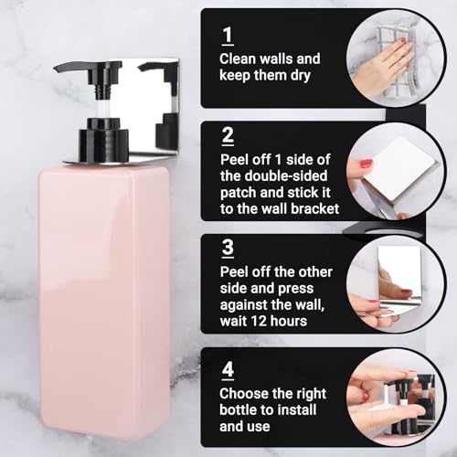 Image of Segbeauty Stainless Soap Bottle Dispenser, 3 Pack Dia 1.1in 2.8cm Drill-Free Wall Mounted Rack, Adhesive Wall Mount Bottle Holder for Shower Gel Bathroom Toilet Kitchen, Sliver