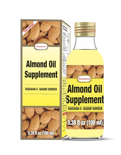 HAMDARD Roghan Badam Shirin Almond Oil 100ml – Pure, Sweet Almond Oil for Health, Hair, and Skin Care Yellow 3.38 Fl Oz (Pack of 1)