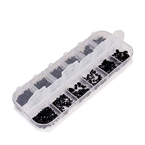 Paillettes per Nail Art 1500 pz/Scatola Nero Nail Rhinestone Multi-Size Flat Bottom Access Accessori da Te Manicure Nail Art Decorazione 3D 1/2 / 3mm per Unghie