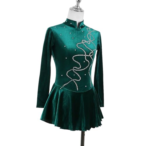 Vestido Feminino De Patinação Artística, Adulto, Mangas Compridas, Performance De Competição, Veludo