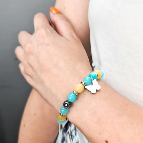 Createreedo Inspirational Bracelets Gifts for Women Teen Girls, Sometimes You Forget You're Awesome Natural Stone Butterfly Charm Bracelet for Birthday Graduation Mothers Day Easter ChristmasTeacher Appreciation Gifts3