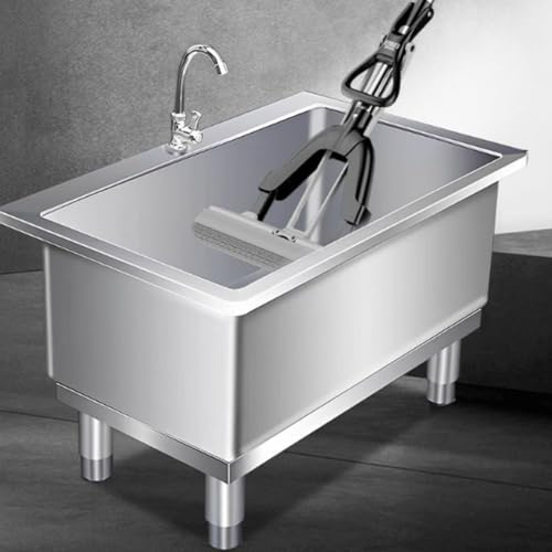 Évier de nettoyage de sol commercial en acier inoxydable - Évier de service intérieur et extérieur avec drainage, parfait pour les cuisines, les garages commerciaux,50x50x50cm