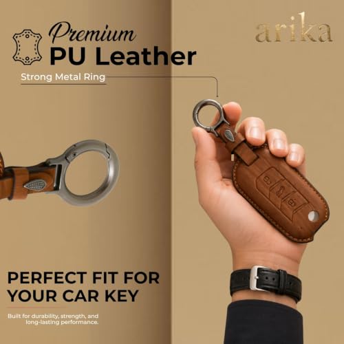 Image of ARIKA Leather Key Cover for Mahindra Scorpio N, XUV 700, Thar Roxx | 3 Button Flip Key, Compatible with Bolero, Compatible with Marazzo, Compatible with XUV 300, Metal Keyring Included